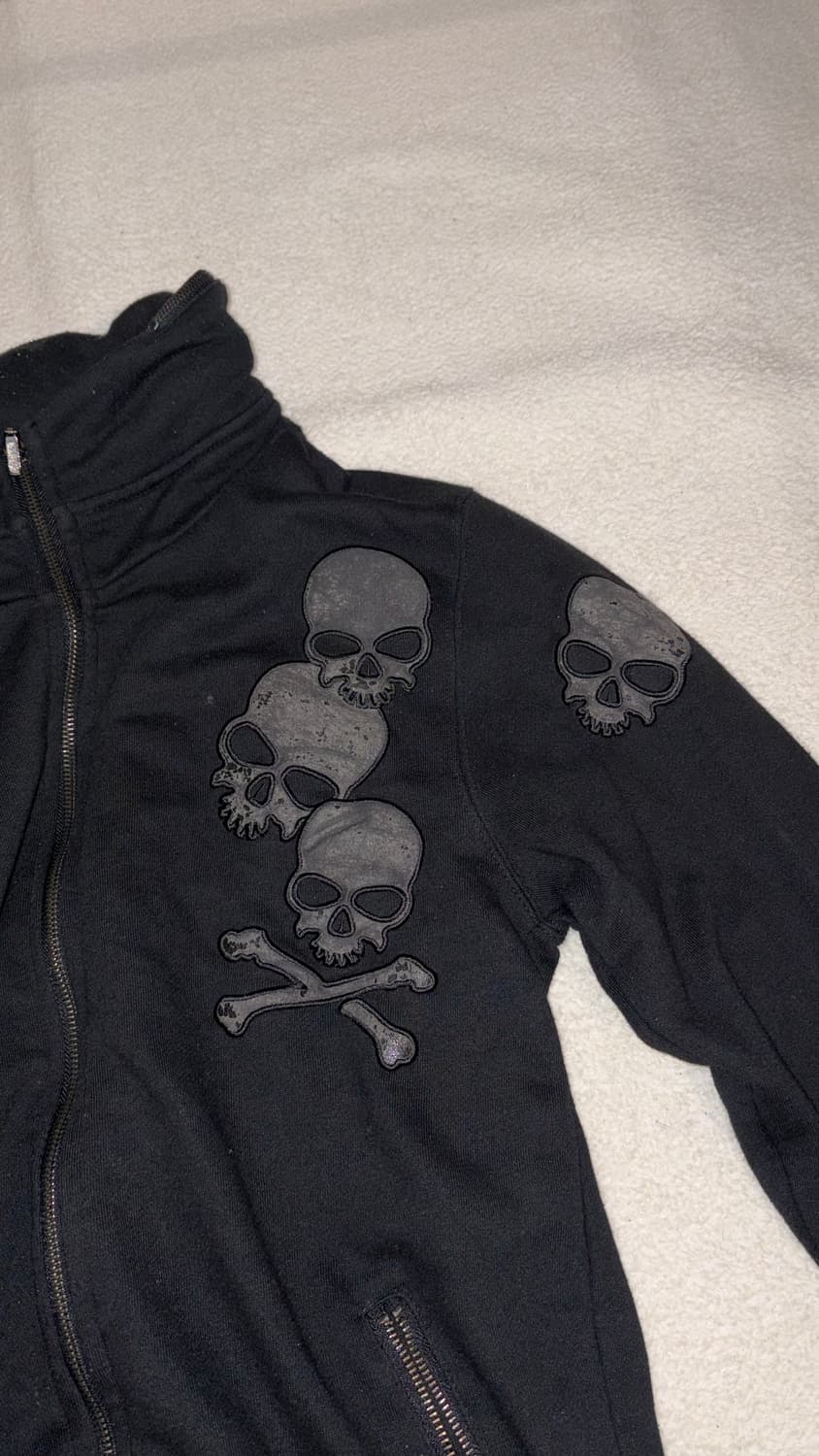 Vintage vkei Skull High-Neck Zip Hoodie 상품이미지1