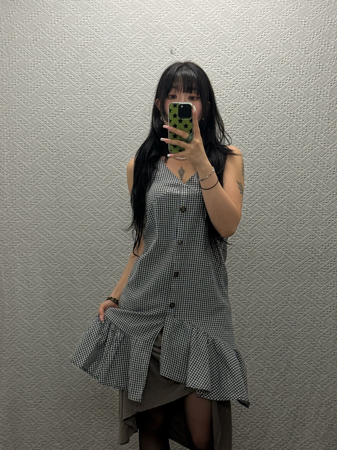 빈티지 코지 모리 산토리니 클린컬 체크 나시 원피스 K0339 상품이미지2