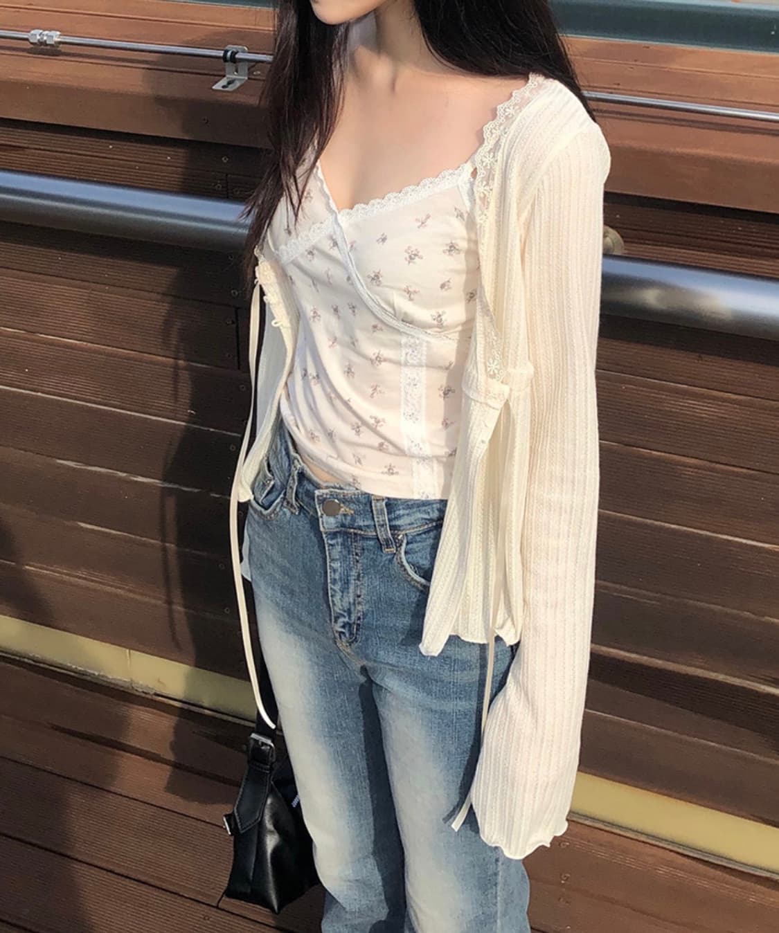 젤레나 빈티지 리본 레이스 가디건 상품이미지2
