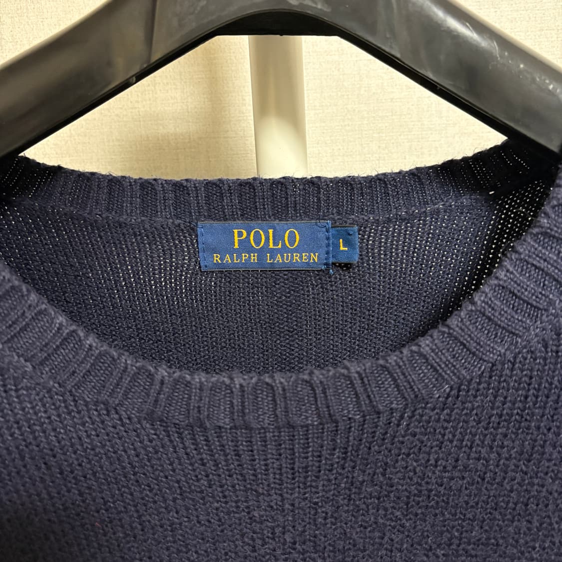 폴로 랄프로렌 코튼 라운드 니트 / 네이비, L 상품이미지4