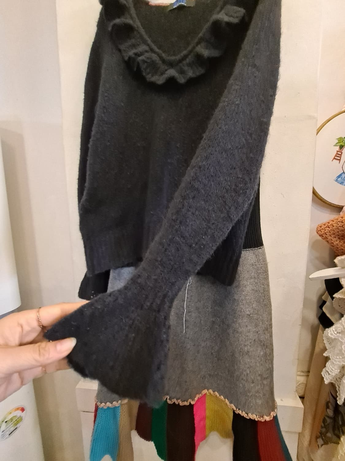 SJYP 프릴니트. 디자이너 램스울 니트스커트 상품이미지5