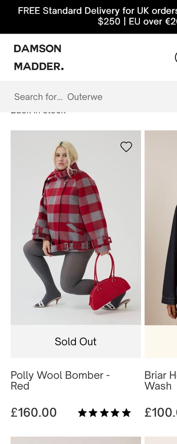 damson madder 레드체크 봄버 자켓 상품이미지1