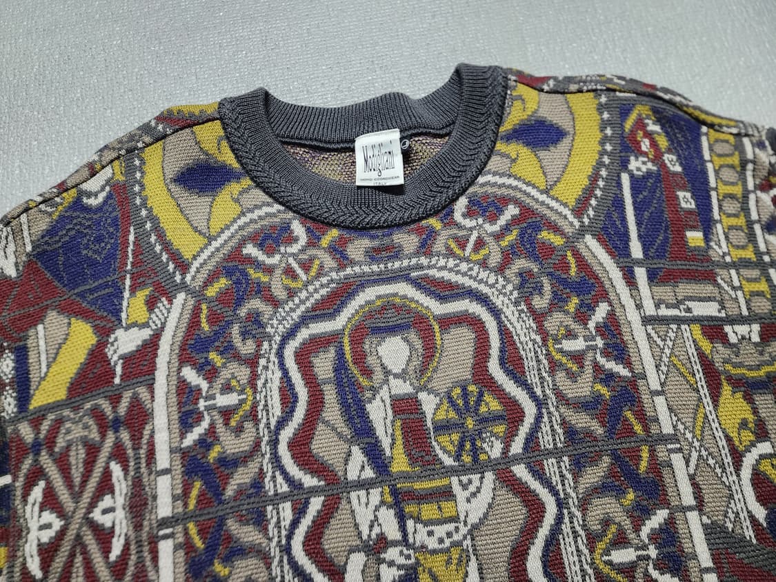 빈티지 Modigliani 스테인드글라스 패턴 니트 스웨터 상품이미지2