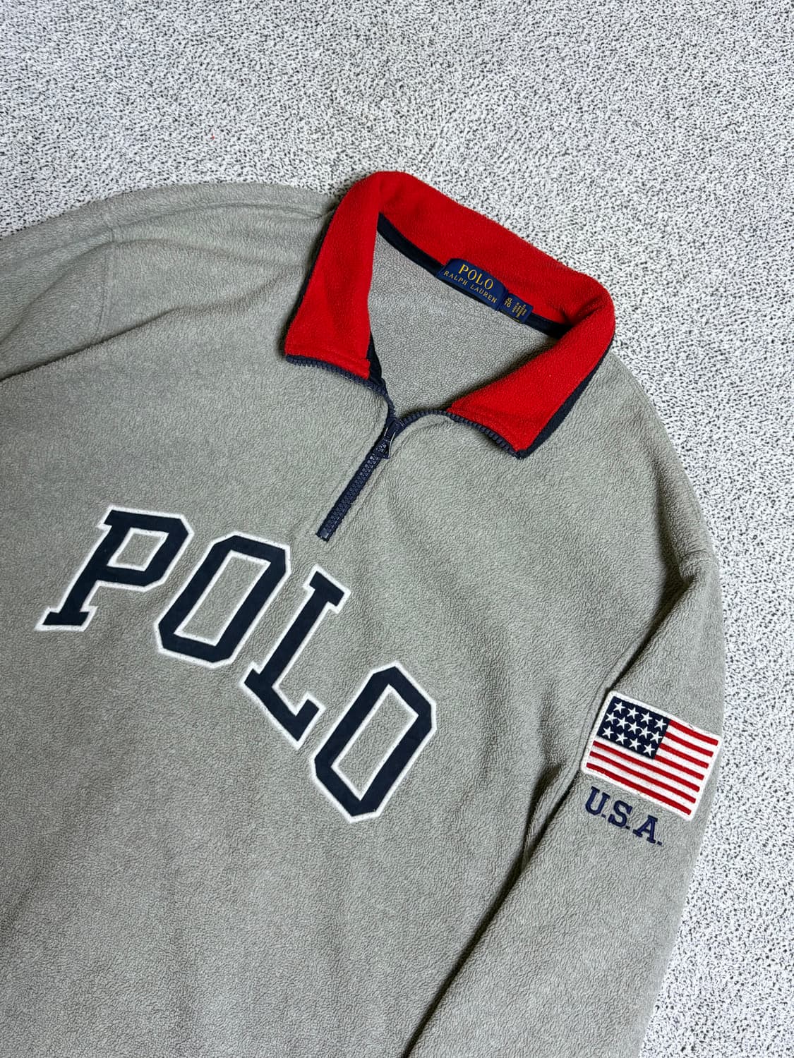 폴로 랄프로렌 빅로고 성조기 반집업 후리스 상품이미지1