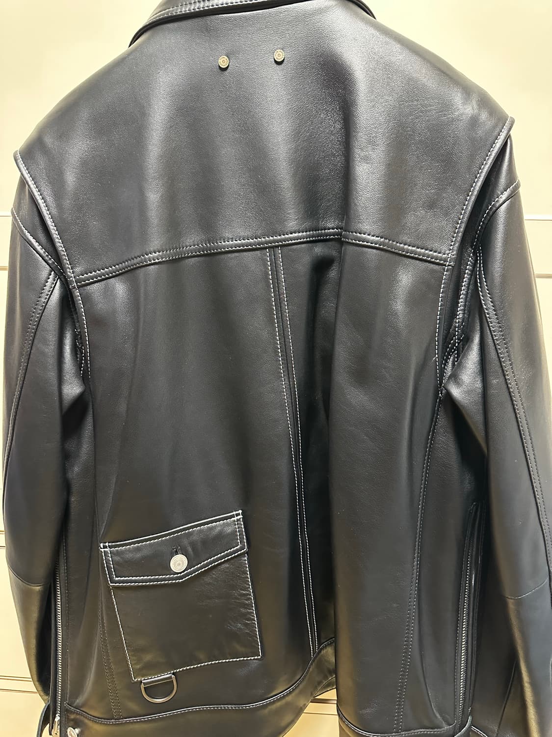 앤더슨벨 콘트라스트 스티치 레더 자켓 상품이미지2