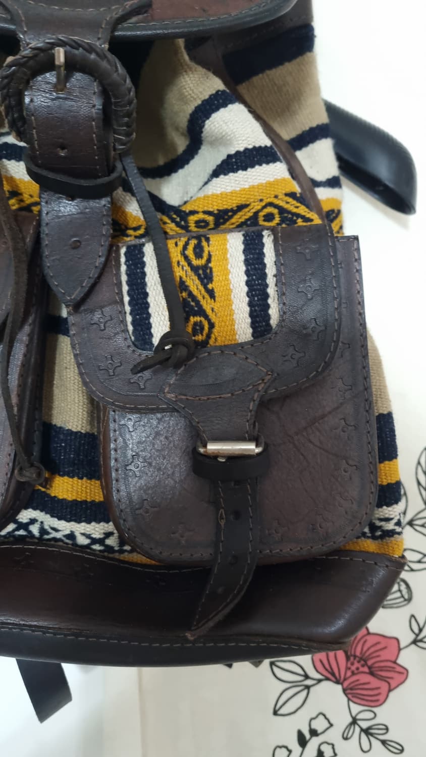 빈티지 에스닉 패턴 통가죽 백팩 상품이미지3