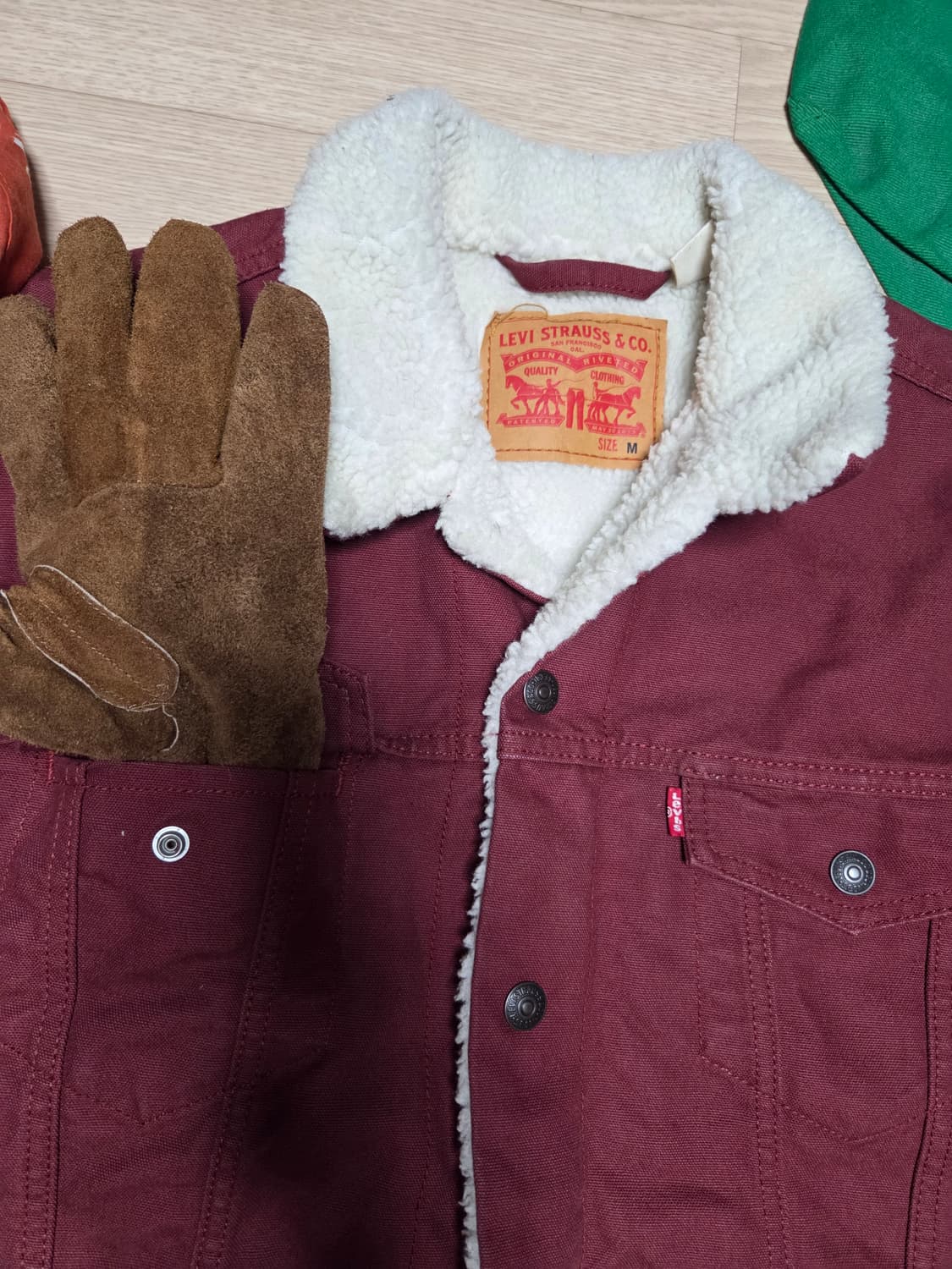 LEVIS 자켓 양털 쉐르파 봄버 트러커 버건디 와인 점퍼 상품이미지4