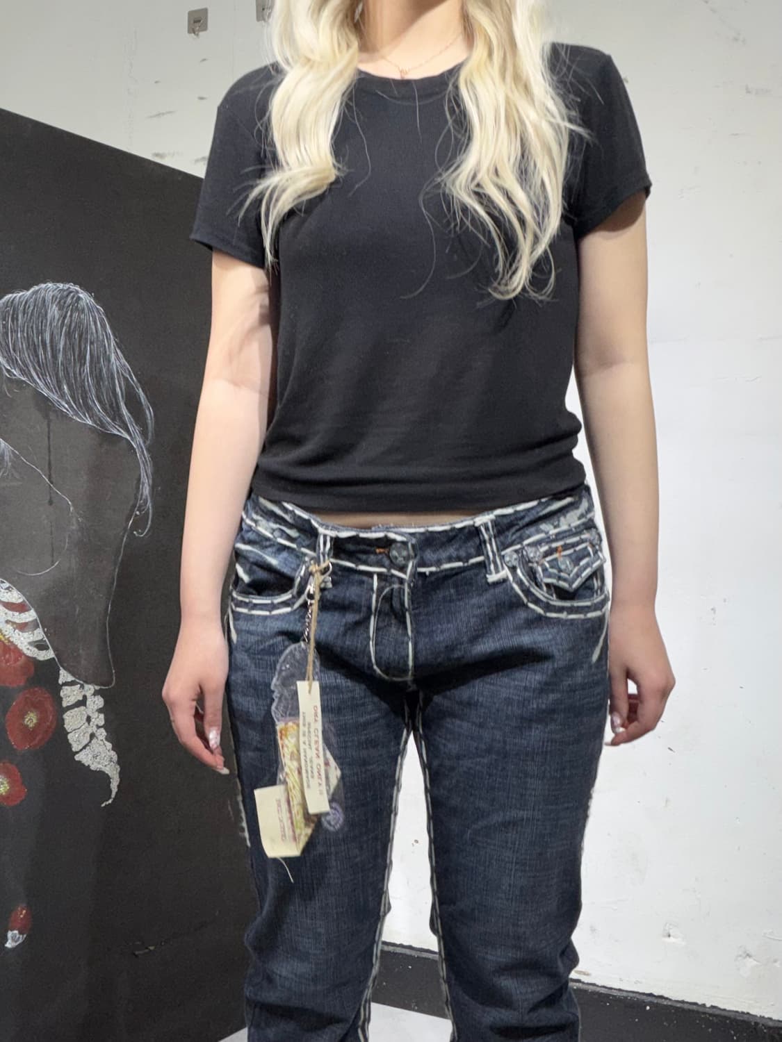 라구나비치 데드스탁 핸드메이드 부츠컷 데님 팬츠 갸루 청바지 32 상품이미지5