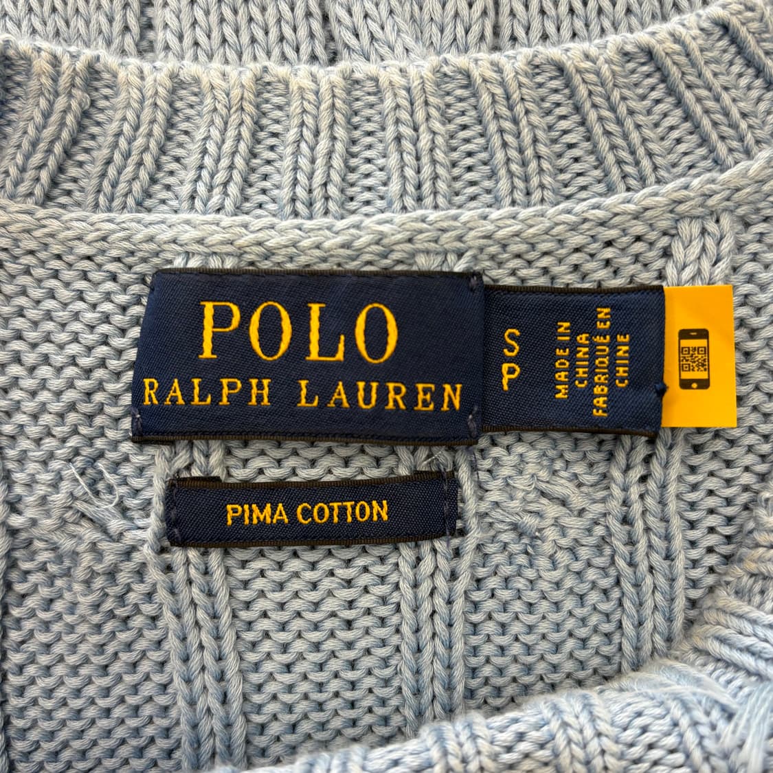 S 폴로랄프로렌 여성용 스카이블루 케이블 반팔 니트 상품이미지4
