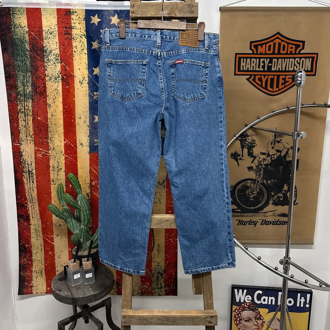 00s 폴로진스 빈티지 페이딩 배기핏 크롭 데님팬츠 N715 상품이미지2