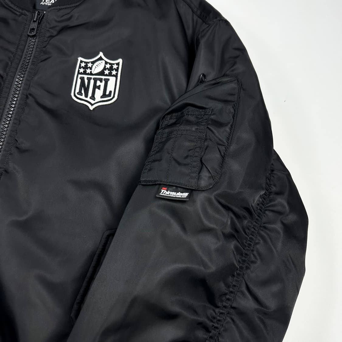 NFL 패치로고 새틴 바시티 자켓 봄버자켓 블랙 XL 상품이미지7
