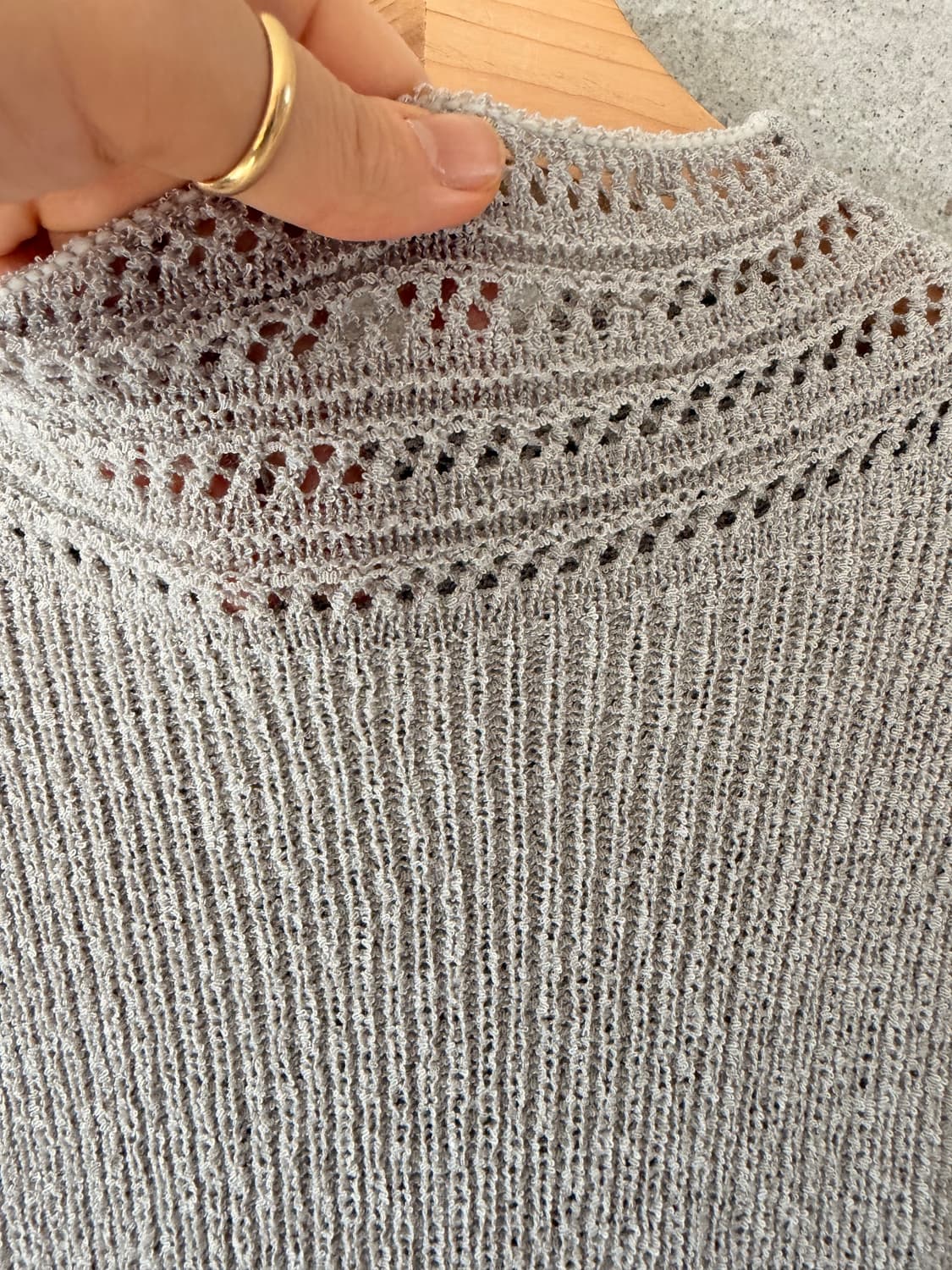 레이스 롱 원피스 그레이 우아한 크로셰 상품이미지4