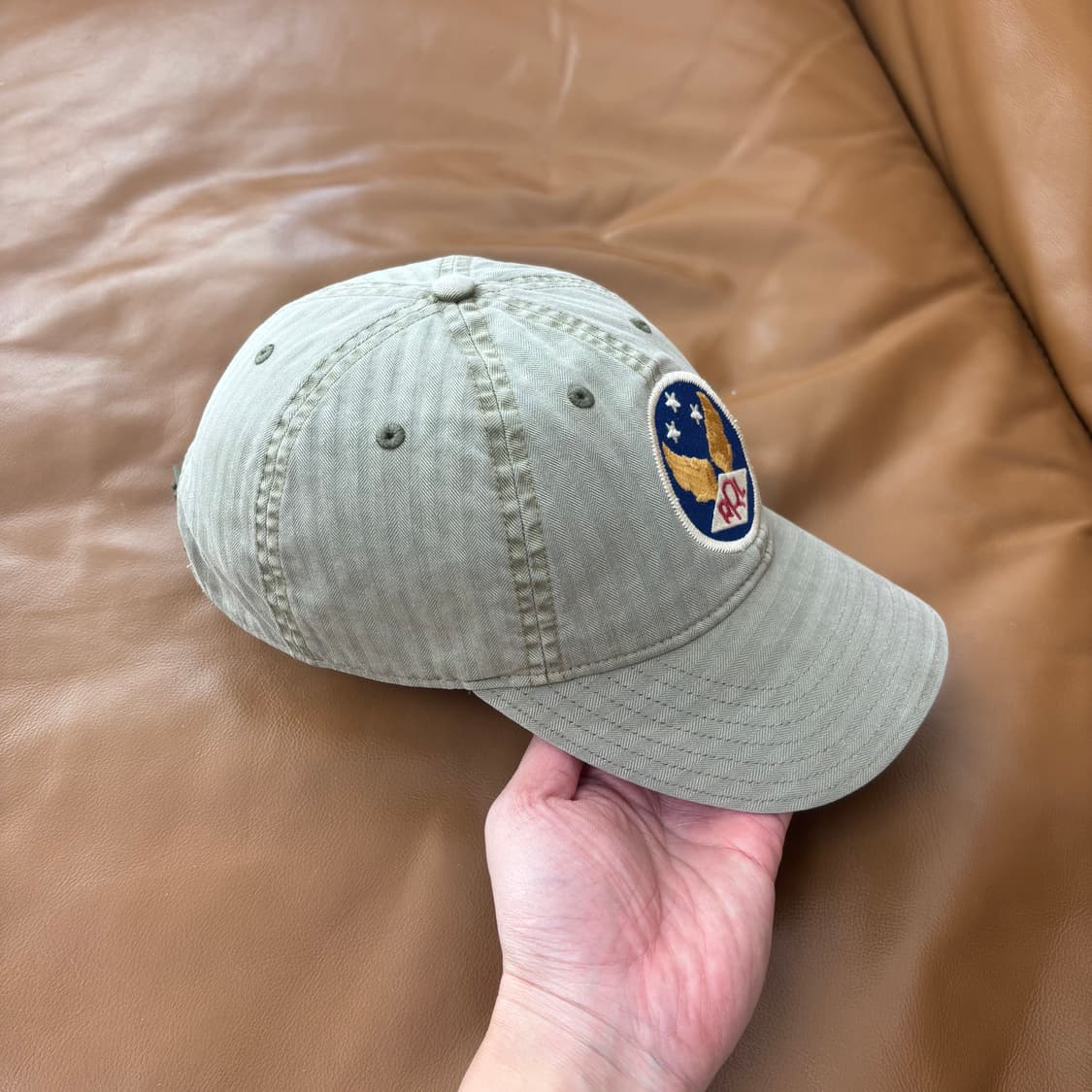 RRL 더블알엘 랄프로렌 폴로 윙로고 6패널 볼캡 모자 워시드 카키 상품이미지3