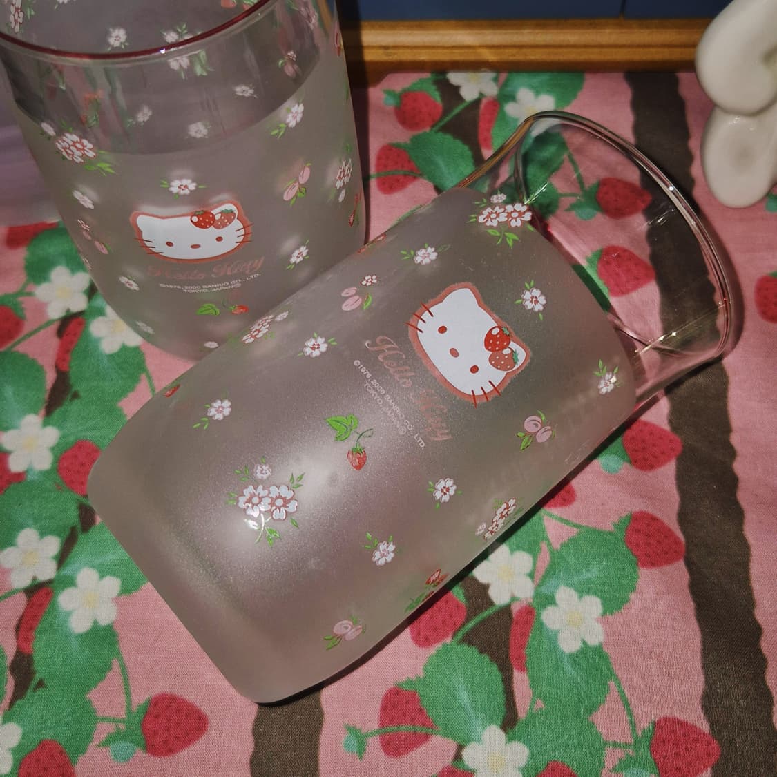 00s 고전 키티 불투명 딸기 텀블러 글라스 1p 상품이미지8