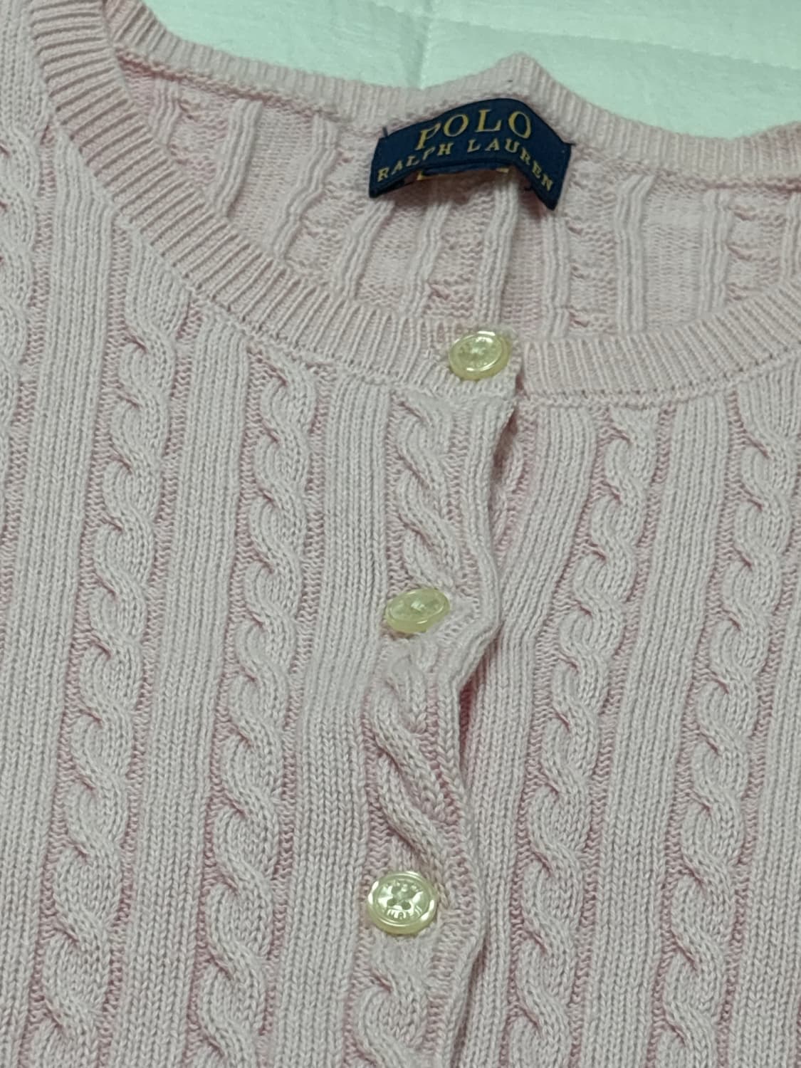 폴로 랄프로렌 케이블 니트 가디건 연핑크m 상품이미지3