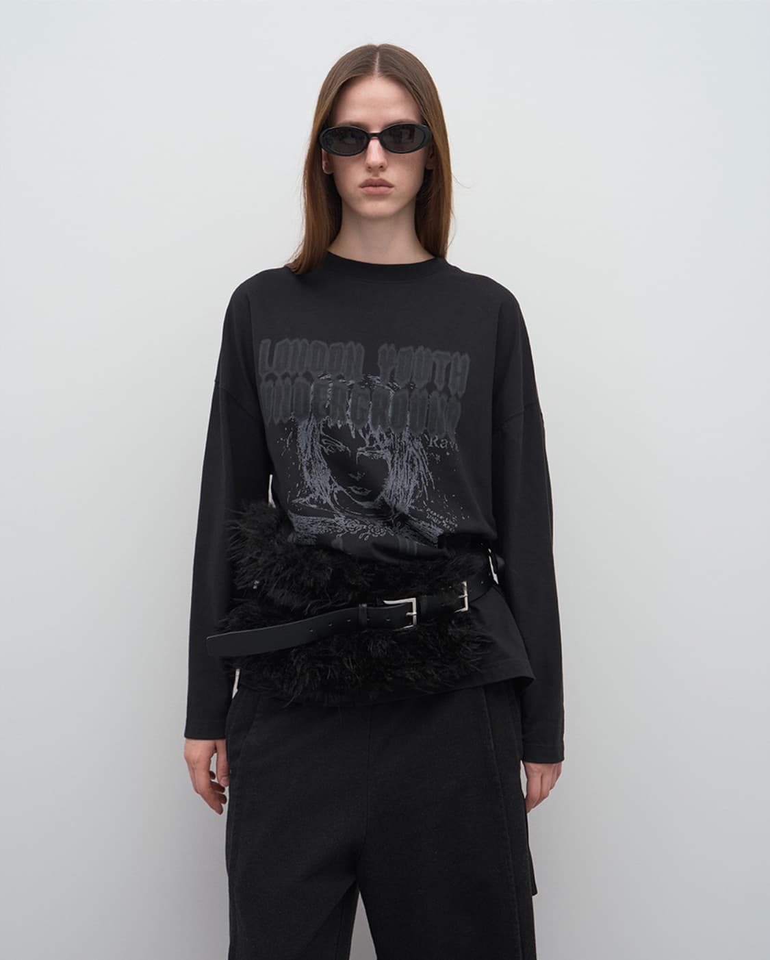 LCDC PRINTED LONG-SLEEVE TOP (BLACK) 상품이미지2