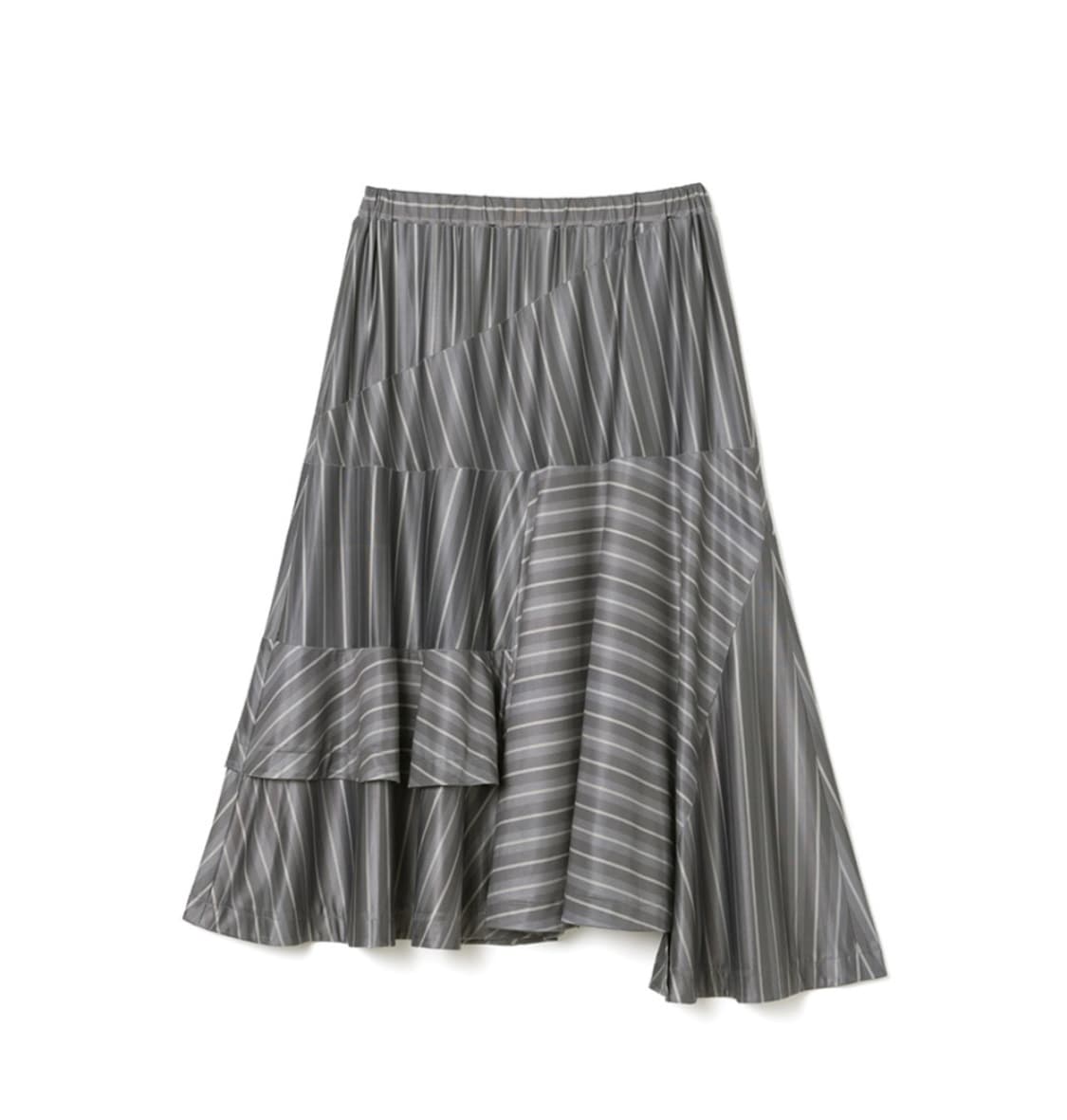 밀로우먼 어시메트릭 스트라이프 미디 스커트 F (차콜) 상품이미지7