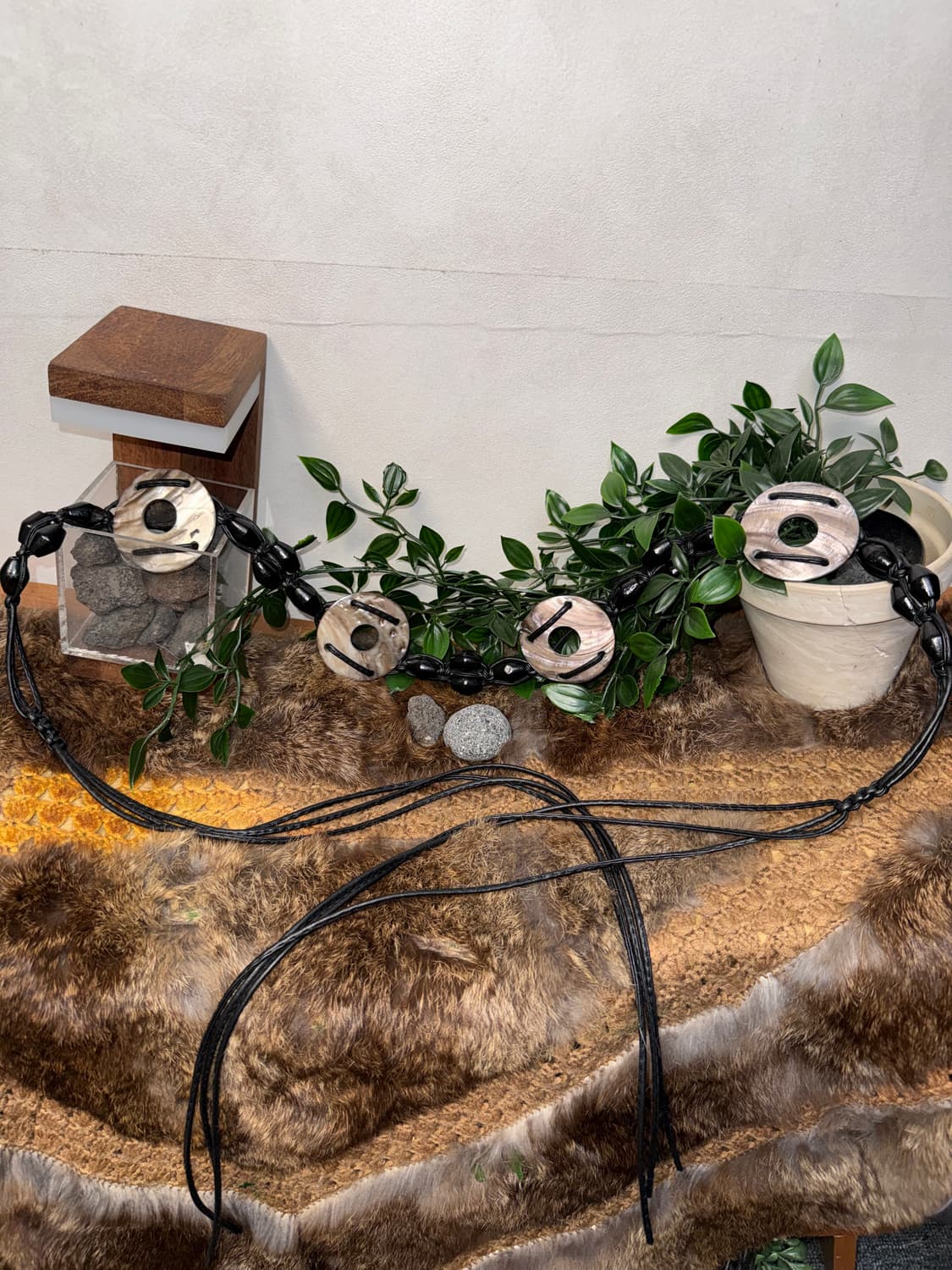 Ethnic marble beads strap belt 상품이미지1