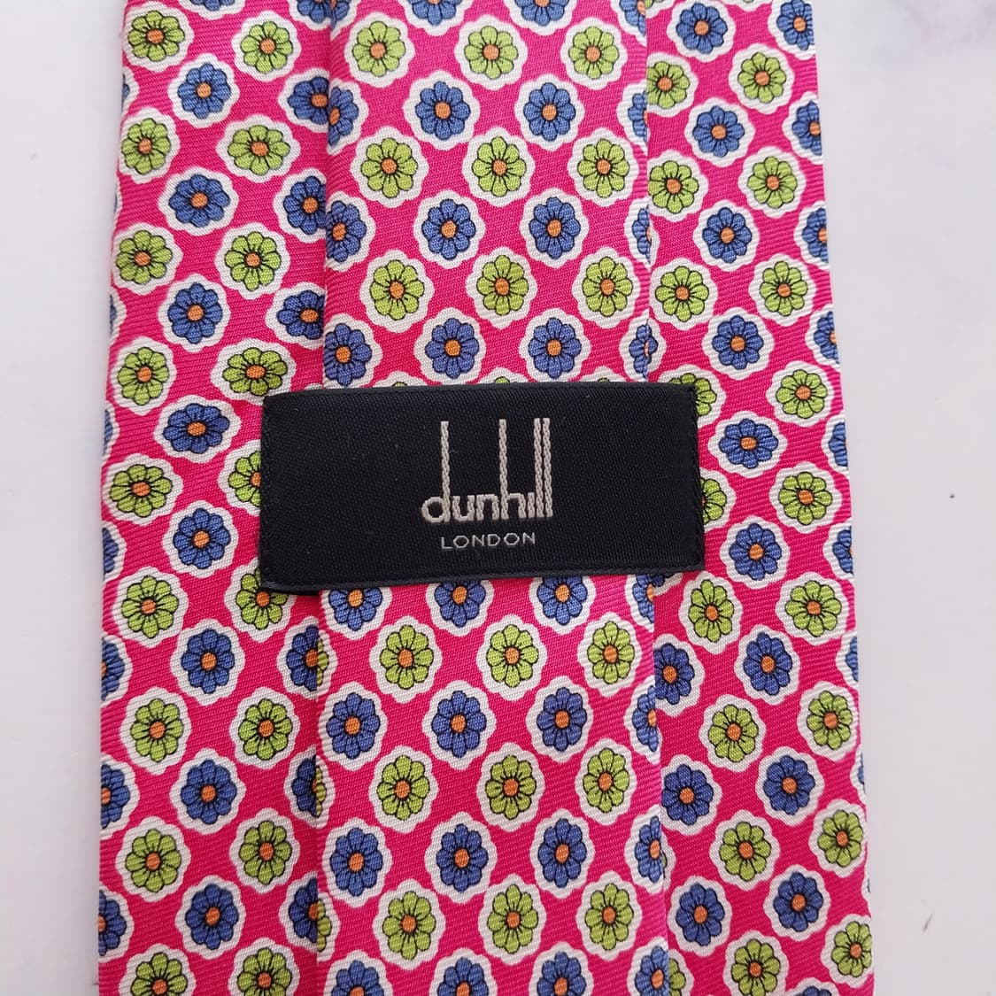 던힐 실크 핑크 플라워 패턴 넥타이 9.3cm A+등급 K2476 상품이미지9