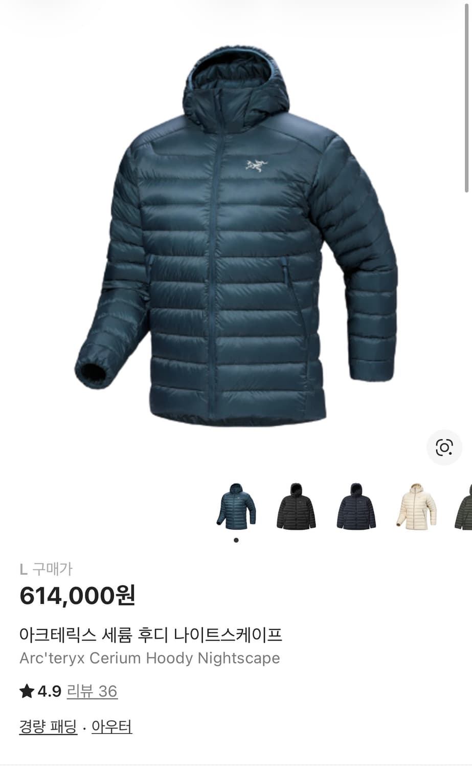 (새상품L)아크테릭스 세륨 나이트스케이프 상품이미지1