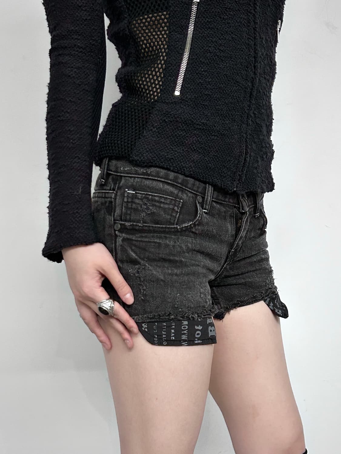 Pocket Layered Black Mini Shorts 상품이미지2