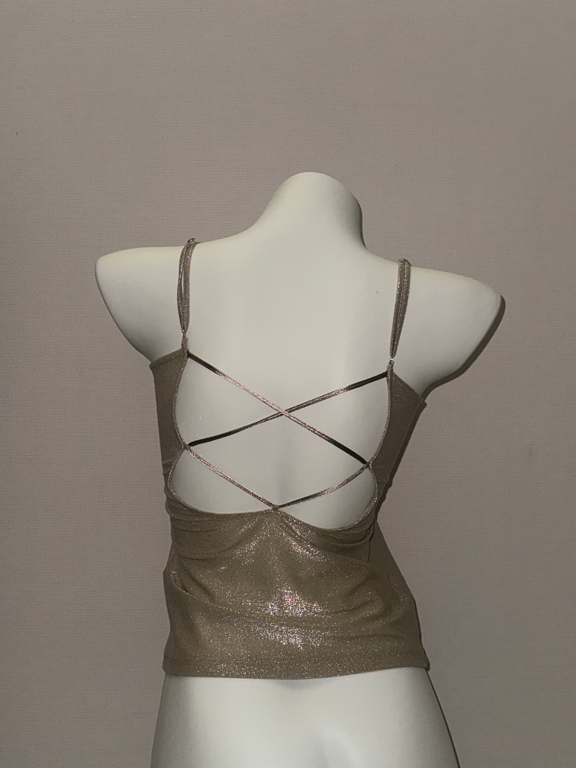 빈티지 글리터 펄 캡내장 슬리브리스 상품이미지3