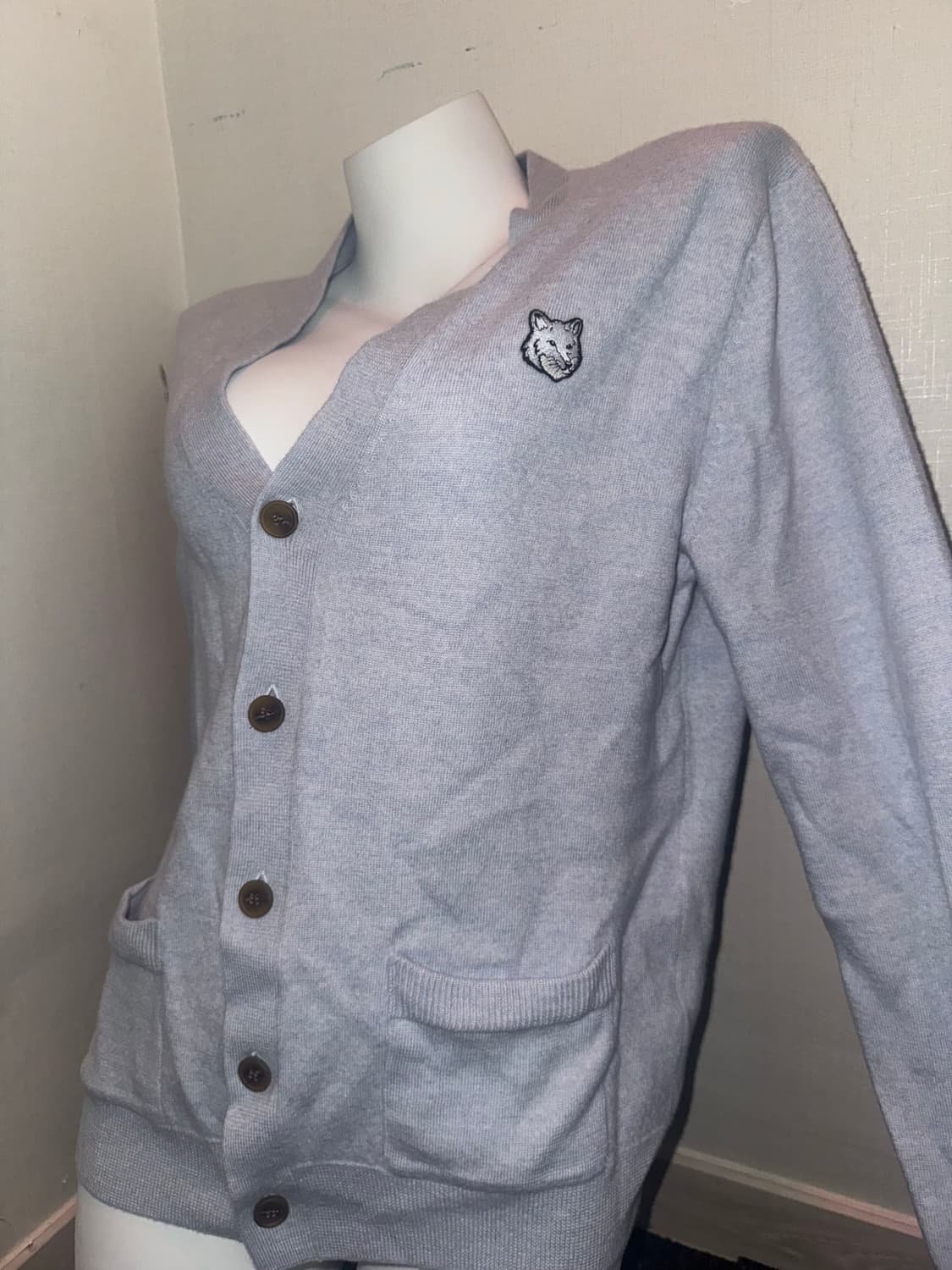메종키츠네 폭스 헤드 가디건 L 그레이 상품이미지2