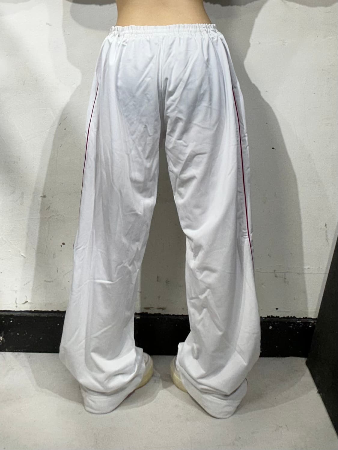 90s 일본 빈티지 화이트 올드스쿨 힙합 새깅 댄스 추리닝 트레이닝 팬츠 상품이미지3