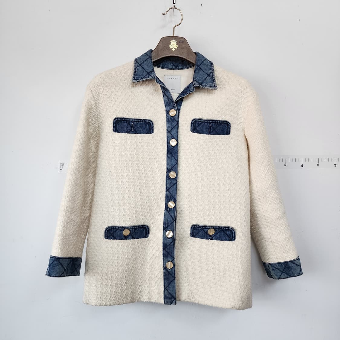 산드로 트위드 데님 배색 자켓 상품이미지1