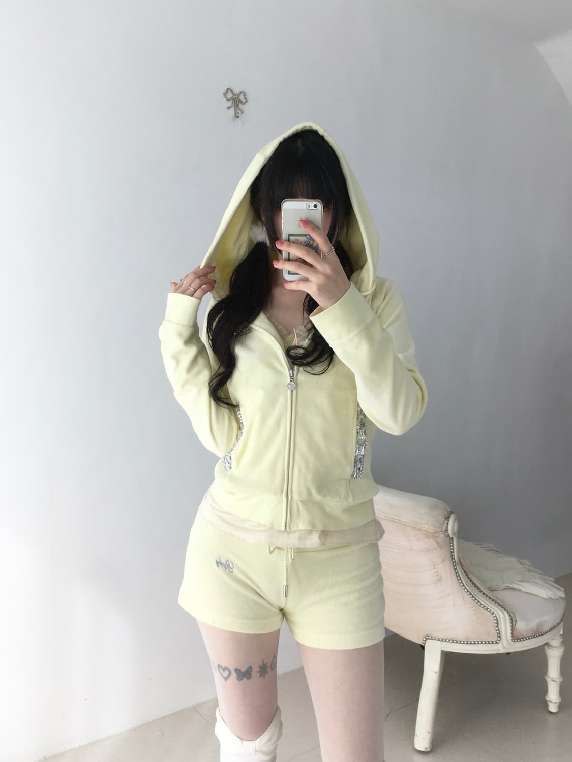 Rady 히메갸루 레몬크림 벨벳 큐빅 셋업 상품이미지2