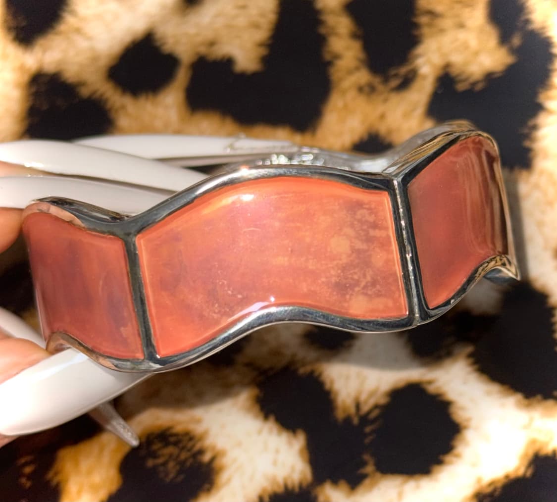 일본 빈티지 오리엔탈 그런지 y2k 금속 대미지 웨이브 자석형 뱅글 팔찌 상품이미지4