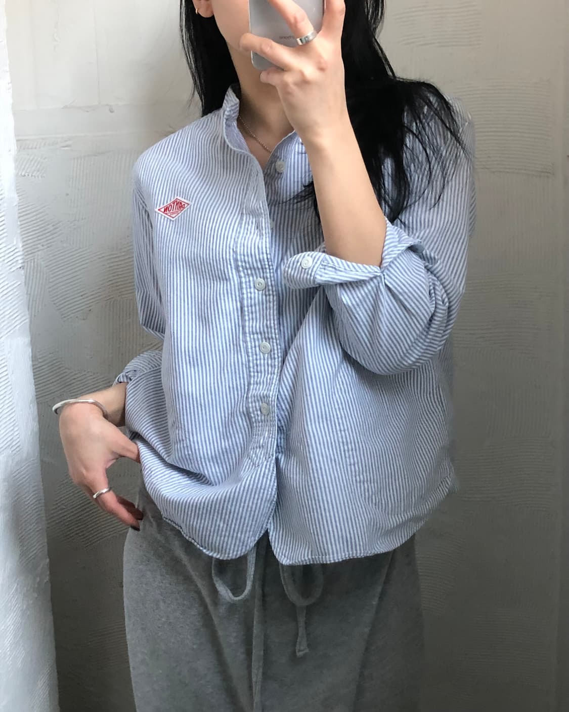 DANTON 단톤 논카라 스트라이프 셔츠 상품이미지2