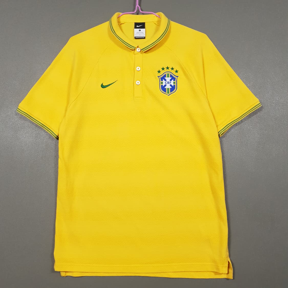 L (100) 나이키 브라질 14-15 리그 어센틱 반팔 폴로 카라티 상품이미지2