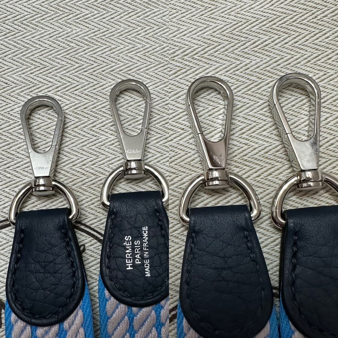 에르메스 미니 에블린 16 블루 드 프뤼스 은장 + 쉐발 키링 일괄 상품이미지8