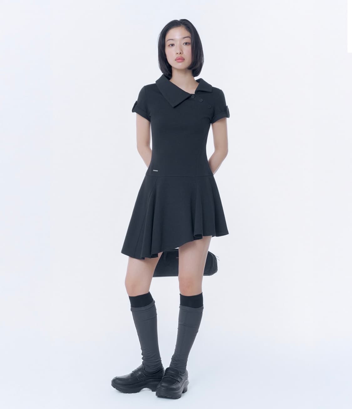 미세키 서울 슬래시 버튼 플레어 원피스 상품이미지2