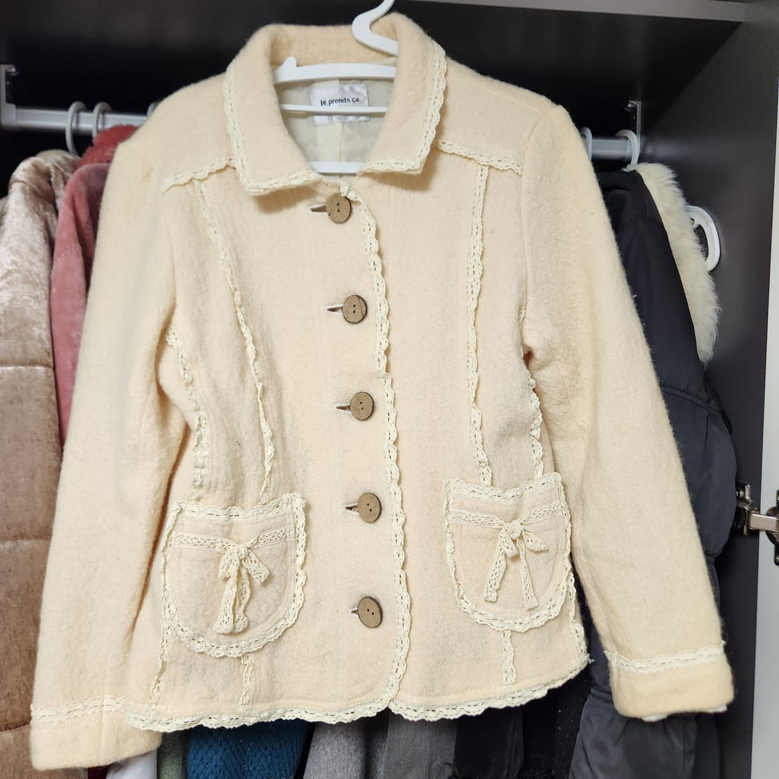 갸루 화이트 리본 프릴 자켓 히메갸루 상품이미지1