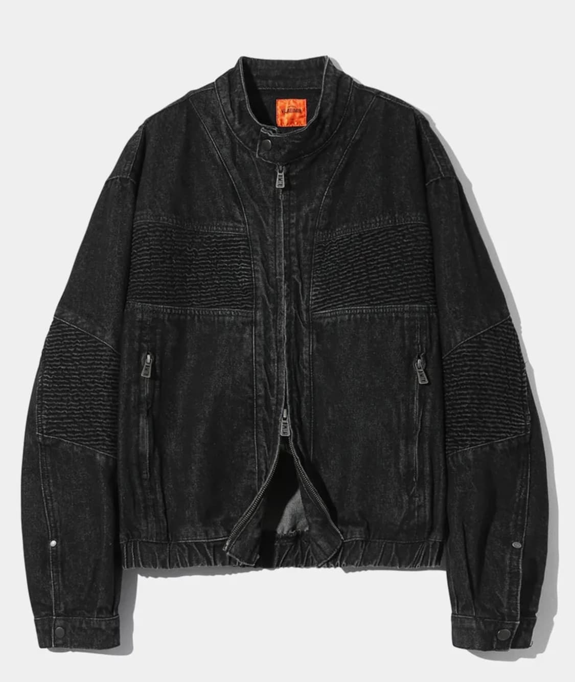 디미트리블랙 워시드 데님 바이커 자켓 상품이미지6