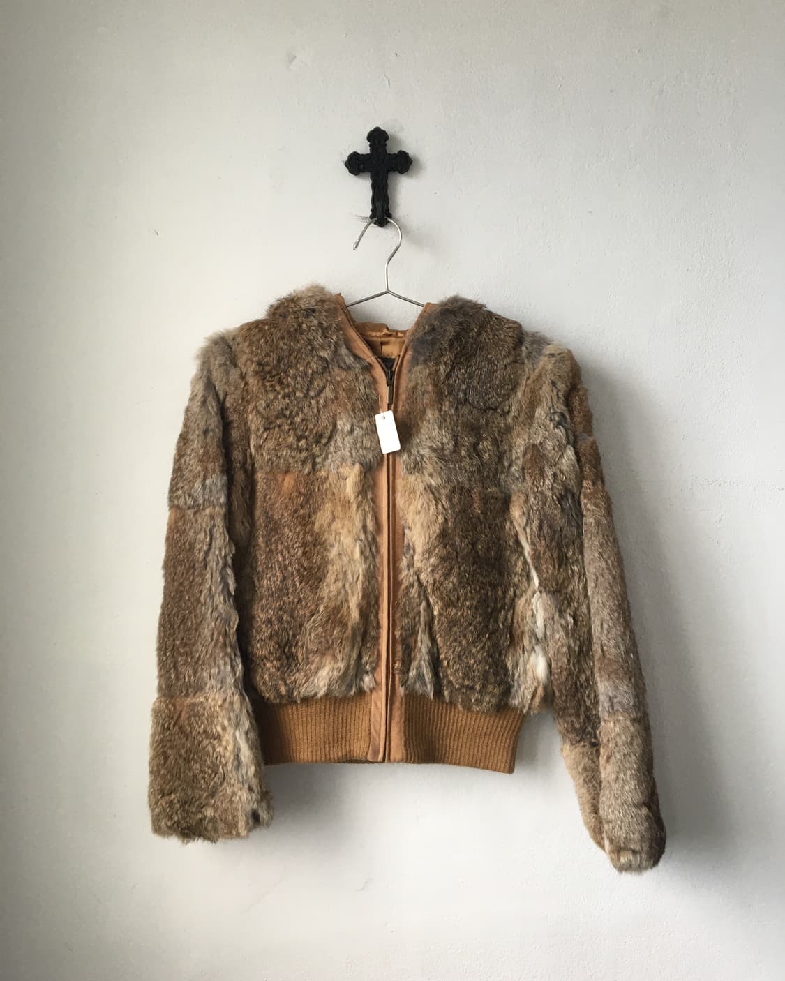 Rabbit fur hood zip up jacket 상품이미지2