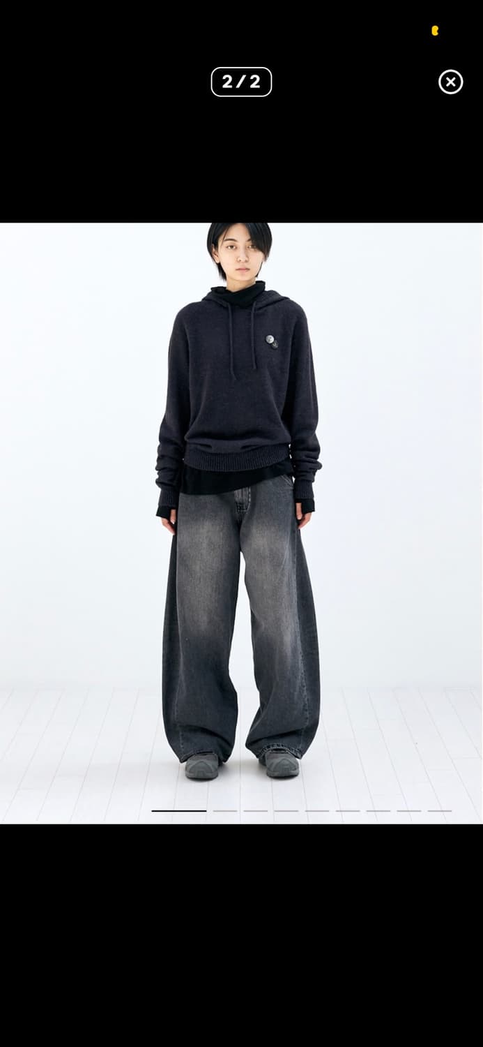 [3] 해칭룸 베이스 후디 니트후드 퍼플차콜 상품이미지2