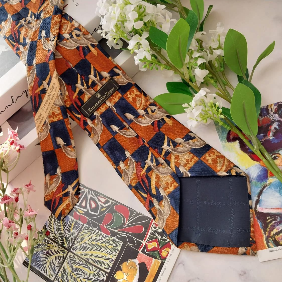 제냐 실크 네이비 아트 그래픽 넥타이 9.6cm A+등급 K1661
 상품이미지6