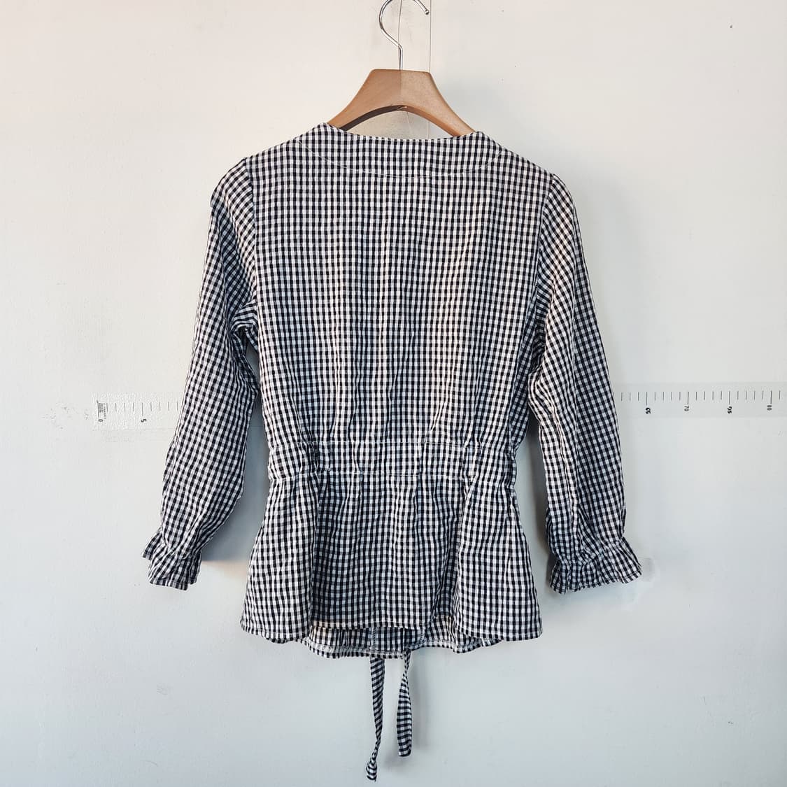 깅엄체크 허리끈 블라우스 상품이미지5