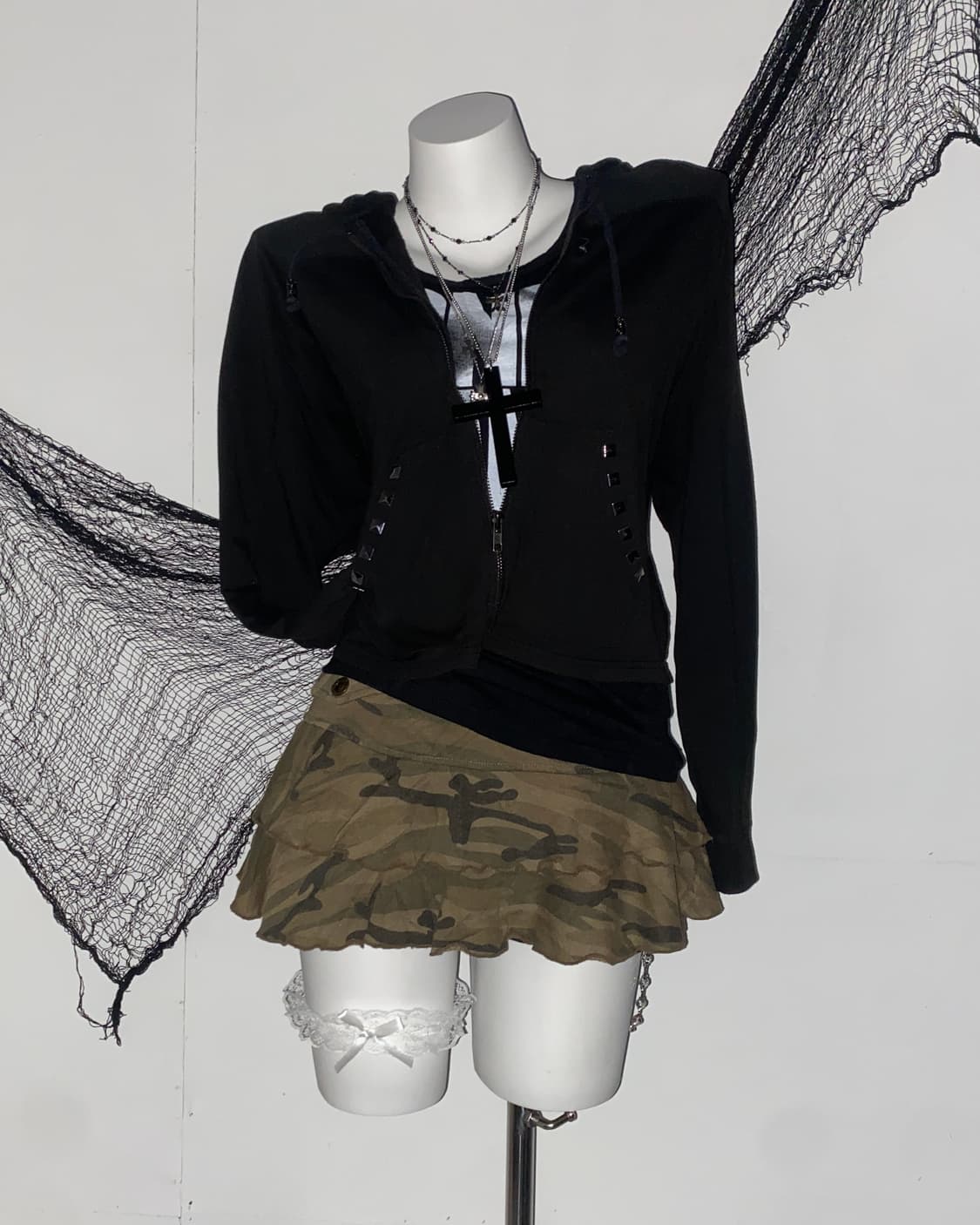 y2k 펑크 스컬 카모 코디 세트 ໒꒱ 상품이미지4