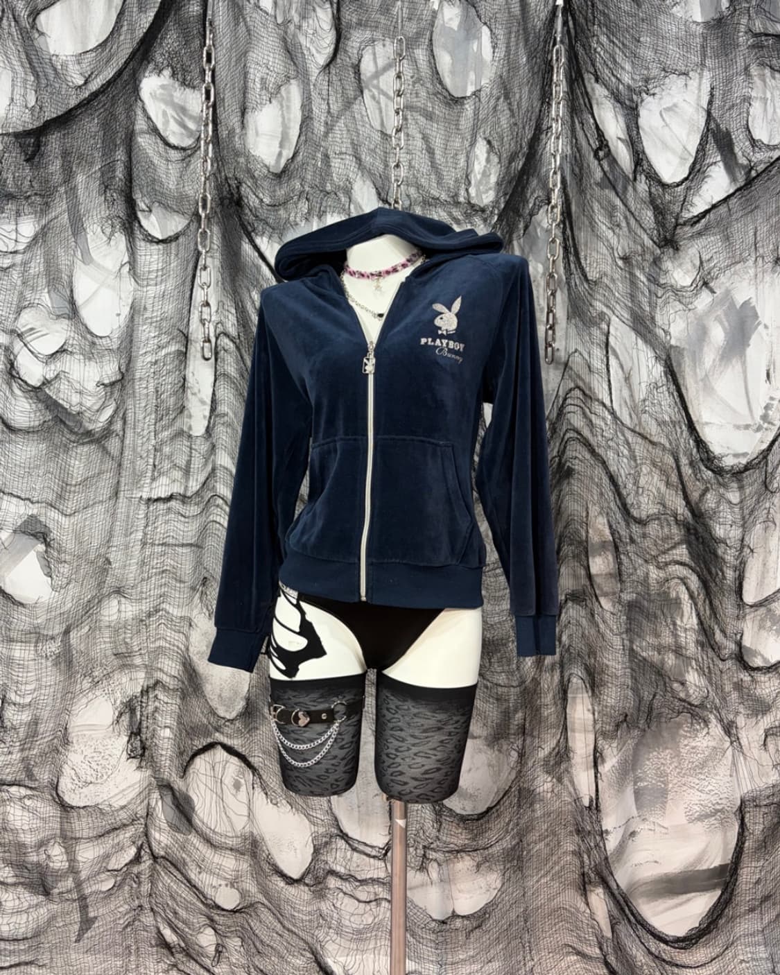 play boy bunny Velvet Glitter Hoodie Zip 상품이미지2