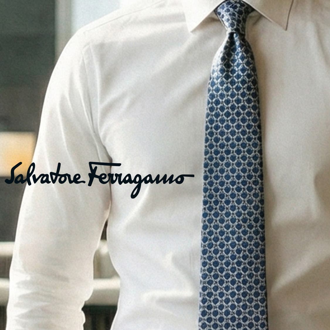살바토레 페라가모 실크 블루 패턴 넥타이 8.5cm B등급 K1712
 상품이미지1