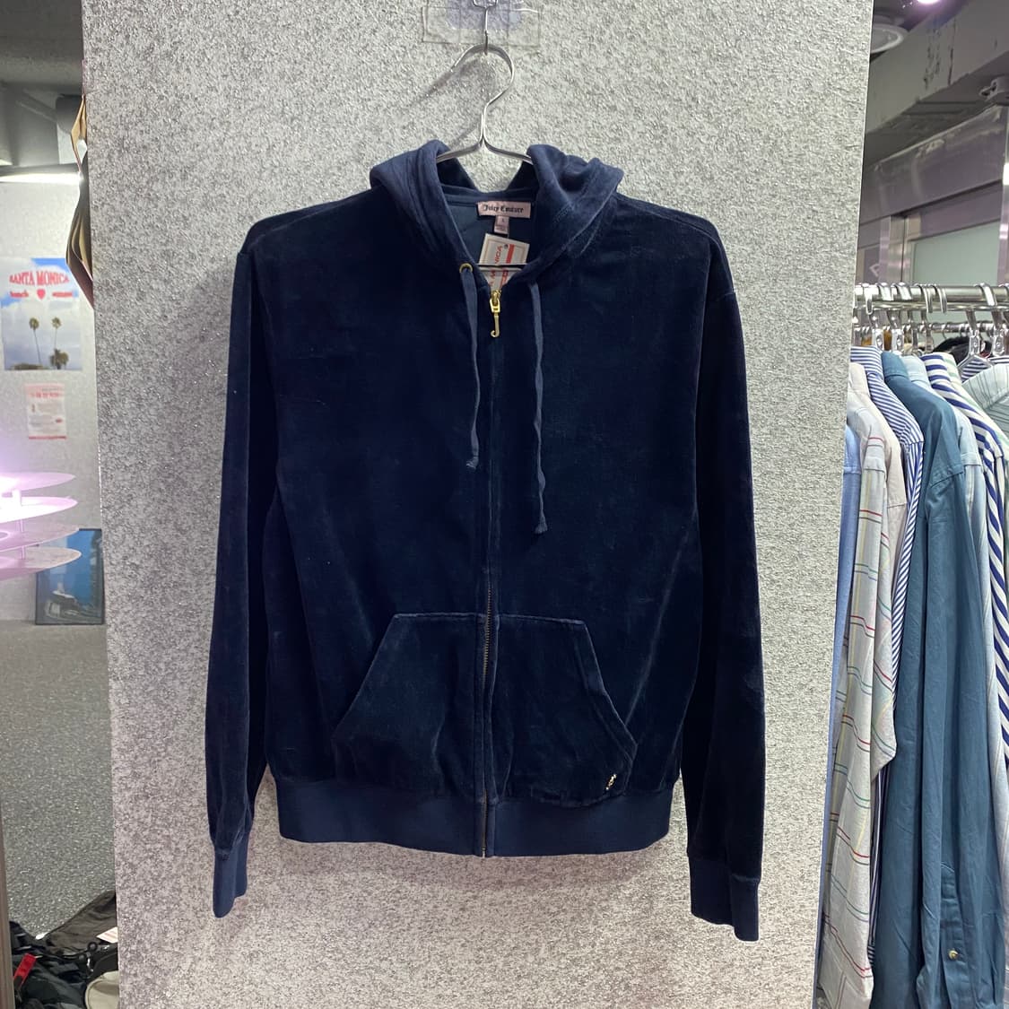 쥬시 꾸뛰르 네이비 벨벳 후드집업 B4230 상품이미지2