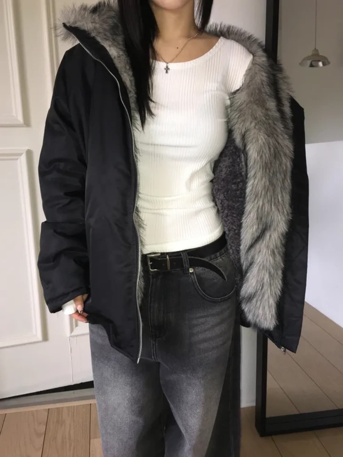 이즈이즈 easeas 플리스덤블다운자켓 (착샷o) 에프터먼데이나의나인 상품이미지1