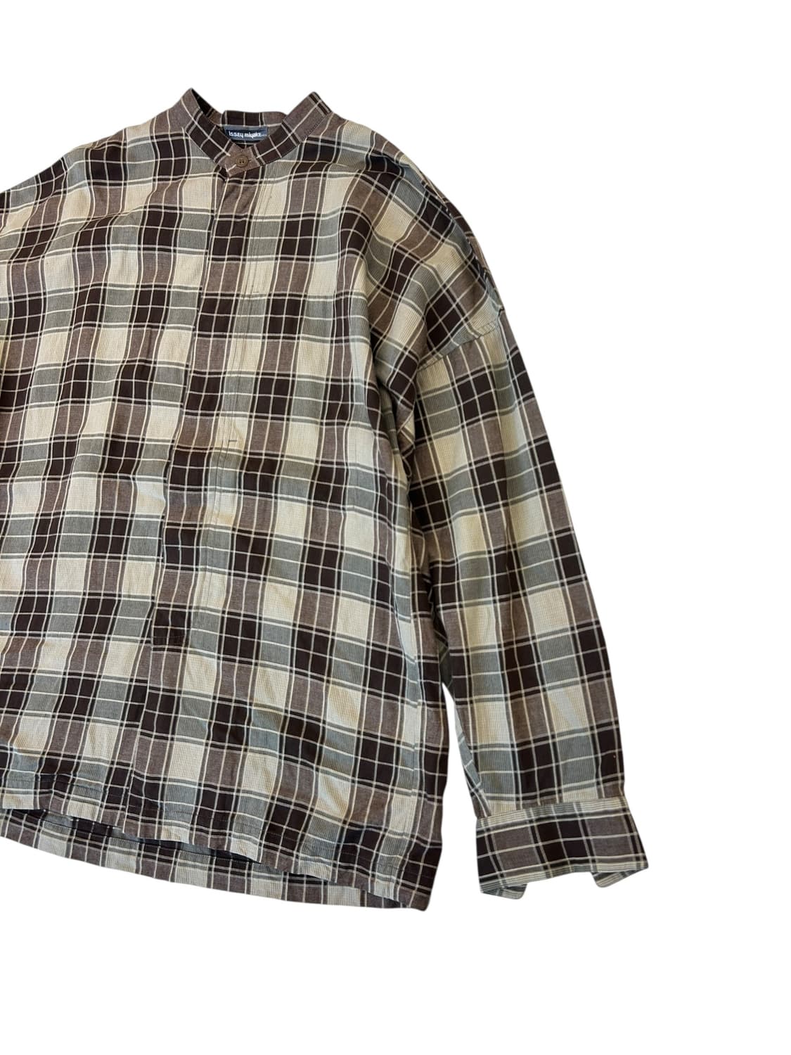 80s 이세이 미야케 체크 밴드카라 셔츠 상품이미지3