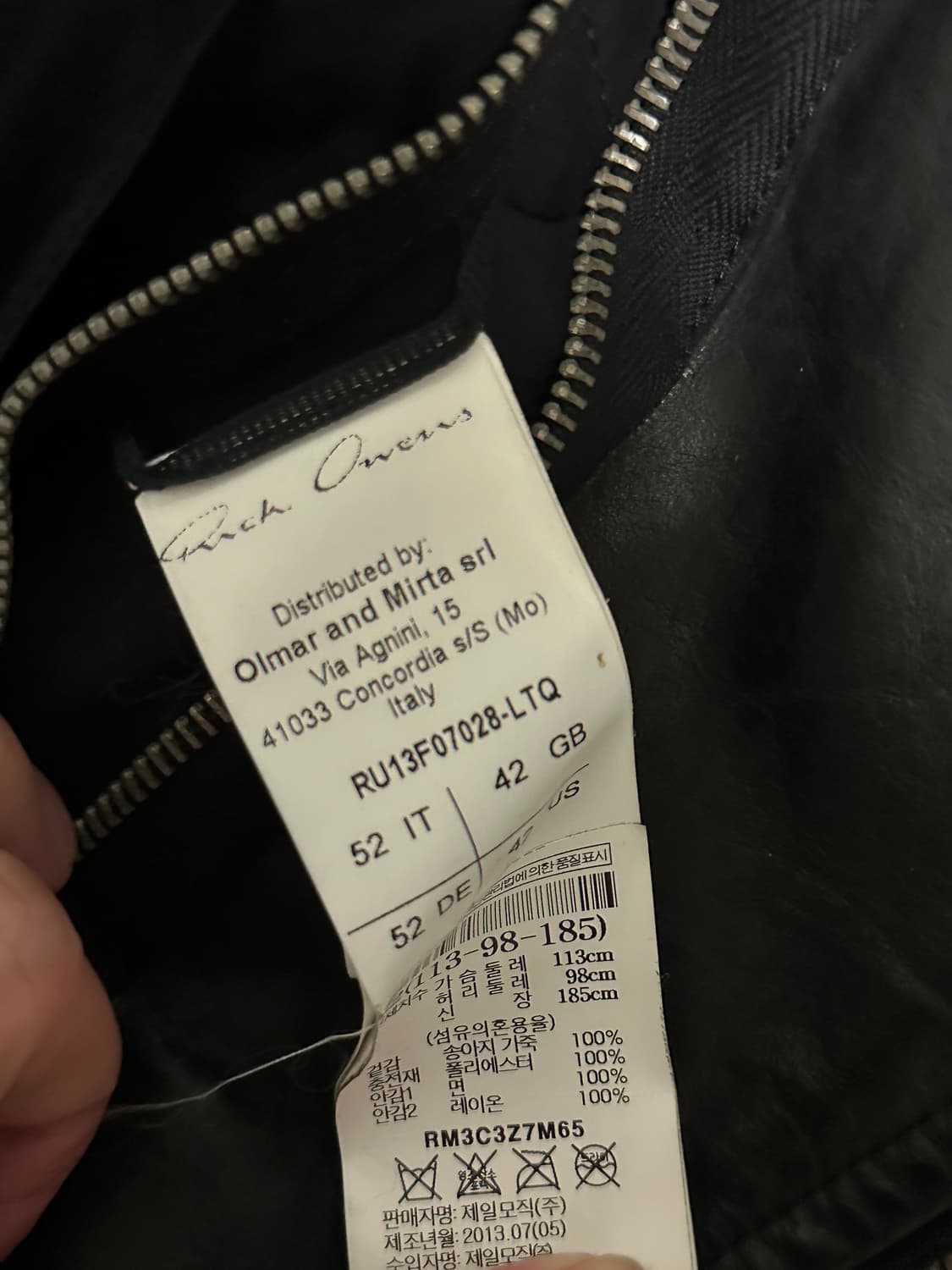 릭오웬스 바우하우스 몰리노 레더자켓 52사이즈 상품이미지2