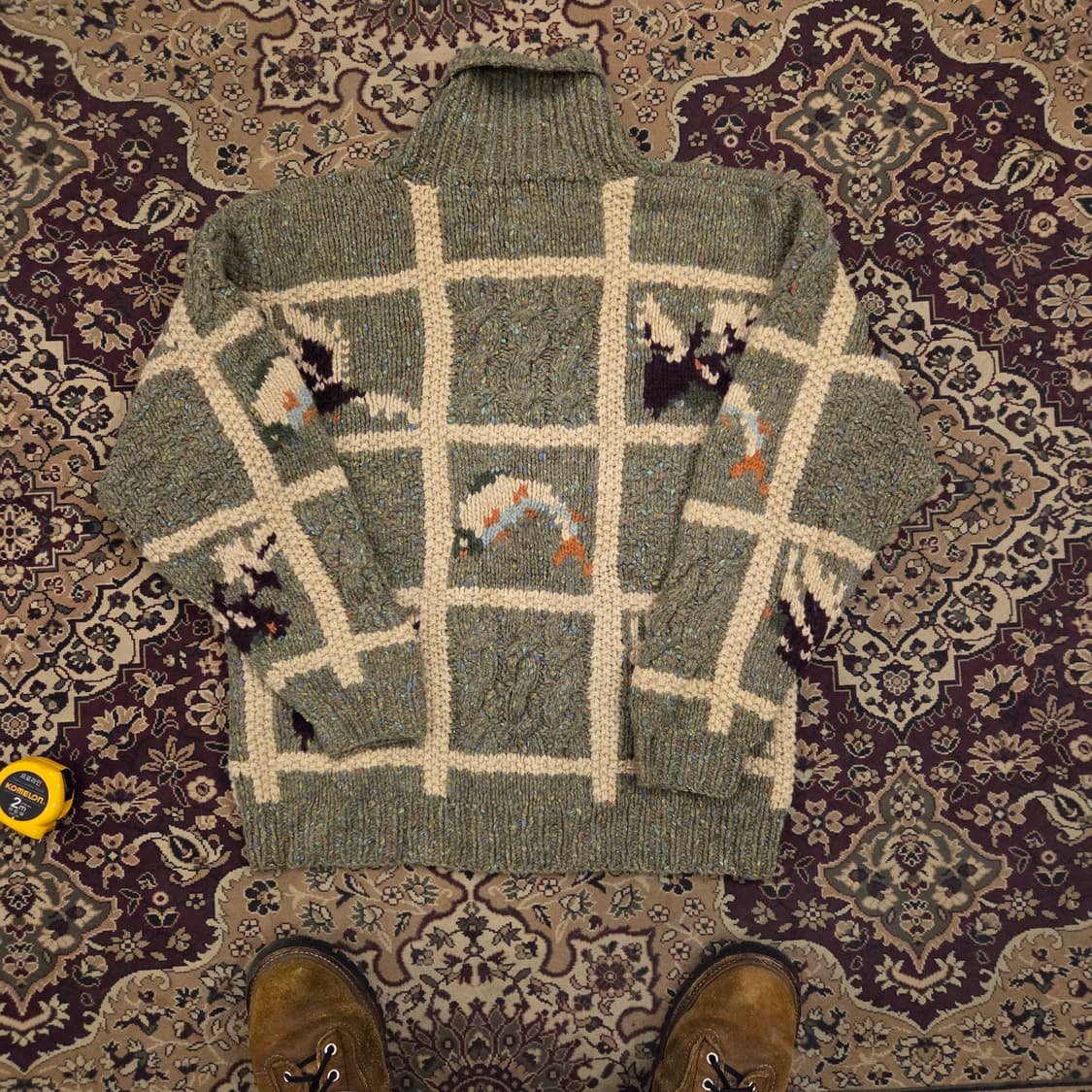 울 패턴 하프집업 니트 스웨터 코위찬 상품이미지2