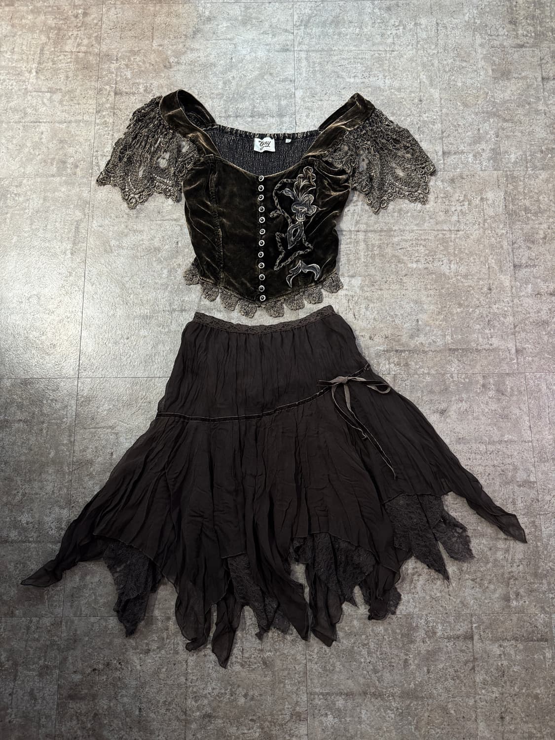 레이스 레이어드 사이드 리본 페어리 스커트 상품이미지8